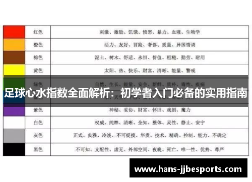 足球心水指数全面解析：初学者入门必备的实用指南